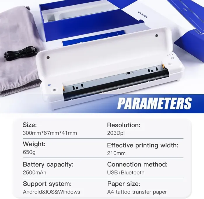 Mast Smart Wireless Tattoo Stencil Printer, Thermal Tattoo Printer for Tattoo Artists & Beginners, Compatible with Tablet,Smartphone & PC, White - Image 10