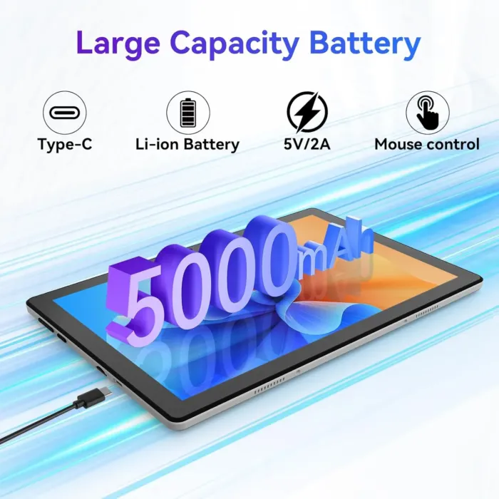 Android 14 Tablet, Octa-Core 10 inch Tablet, 10GB RAM+64GB ROM (Expand to 1TB), Bluetooth 5.3, WiFi 6, 5MP+8MP Dual Camera, Face ID, 4G Dongle Wireless Internet (Black) - Image 7