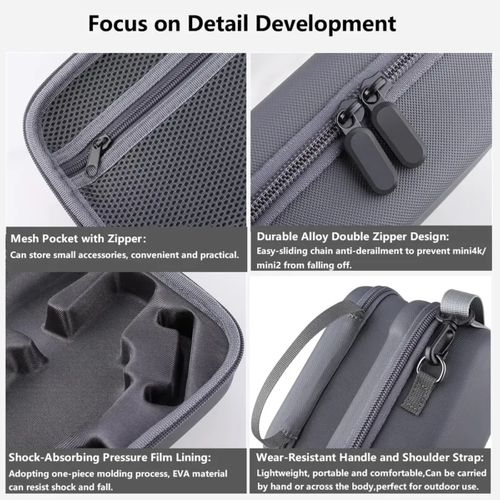 Travel Case for DJI OM 7P/ OM7 - Portable Storage Bag Hardshell Carrying Case Fits DJI Osmo Mobile 7/7P Smartphone Gimbal Stabilizer and Accessories(Grey) - Image 3