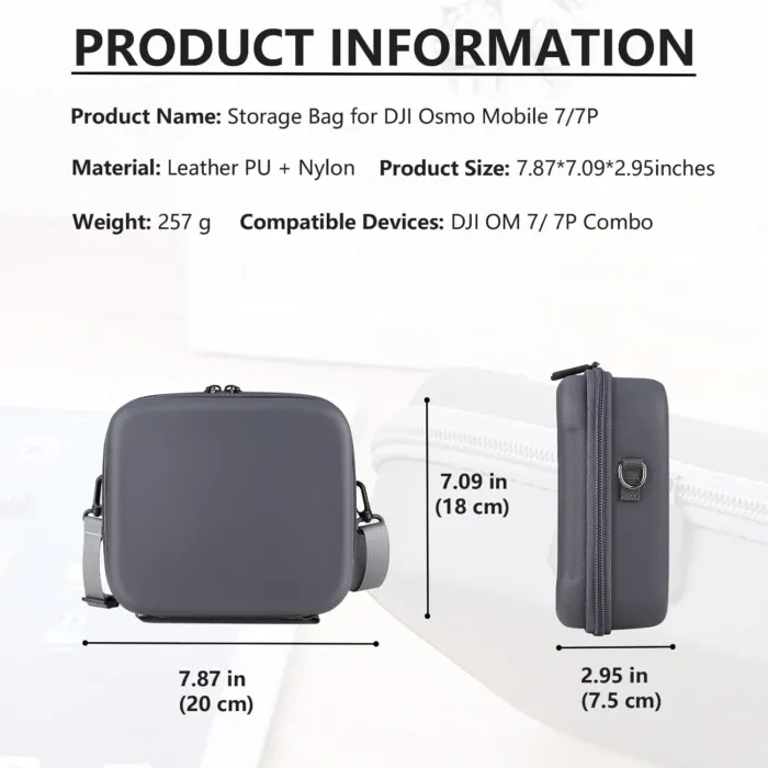 Travel Case for DJI OM 7P/ OM7 - Portable Storage Bag Hardshell Carrying Case Fits DJI Osmo Mobile 7/7P Smartphone Gimbal Stabilizer and Accessories(Grey) - Image 5