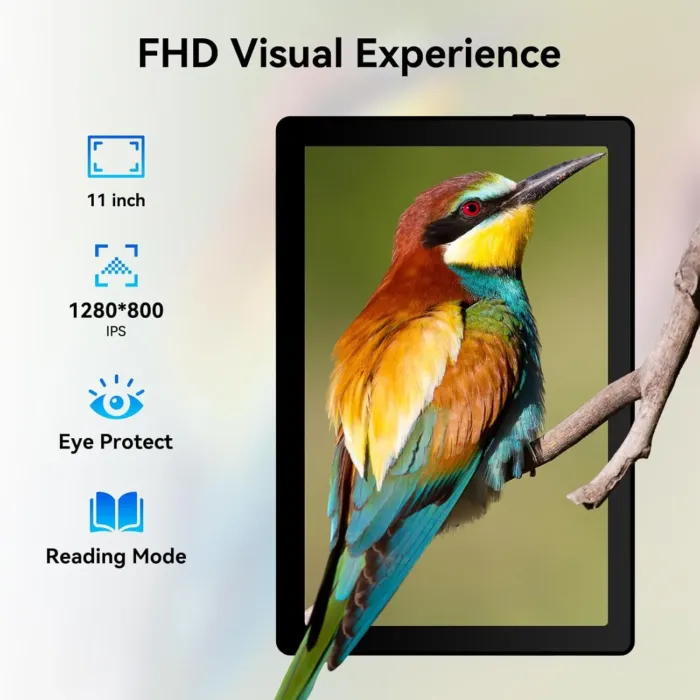 Tablet, Android Tablet, 16GB RAM 128GB ROM 1TB Expansion, 8-Core Processor, Android 14 ,11 inch 1280x800 FHD Touch Screen, Widevine L1, Dynamic Halo, Dual Camera, WiFi6,BT5.3, 6800mAh Battery,Black - Image 5