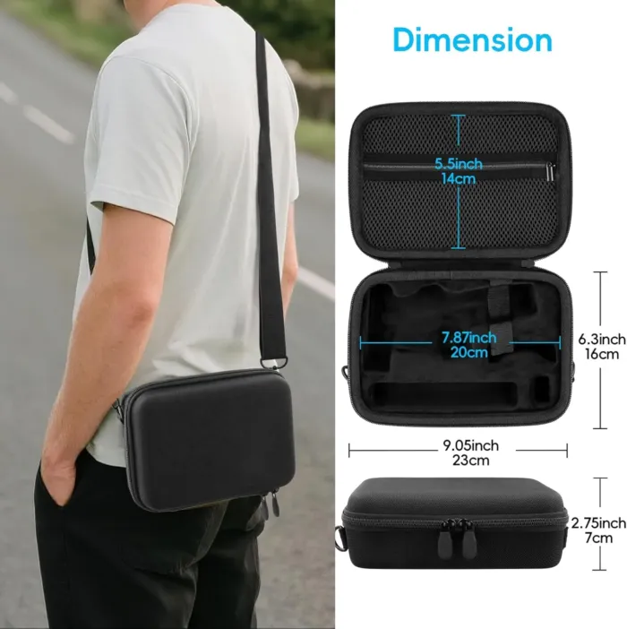 co2CREA Osmo Mobile 7P/7 Gimbal Stabilizer Hard Case - Waterproof Travel Storage Box with Custom Foam Insert & Mesh Pocket for DJI OM Mobile 7P Smartphone Gimbal, Accessories, Cables (Black Case) - Image 7