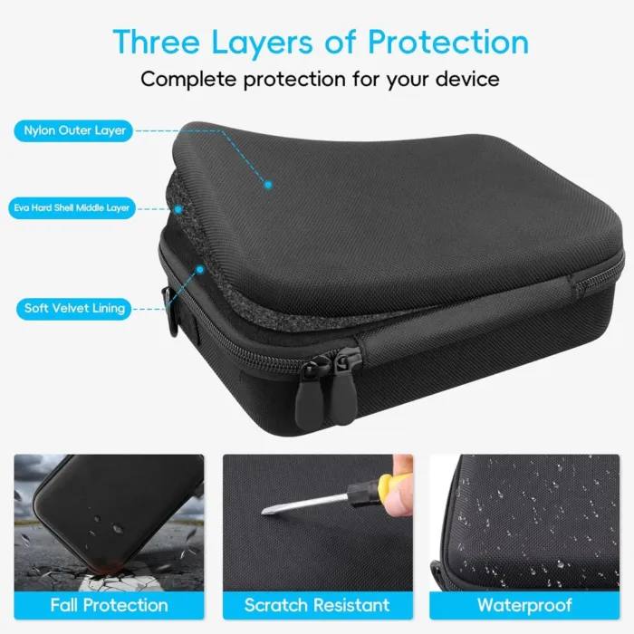 co2CREA Osmo Mobile 7P/7 Gimbal Stabilizer Hard Case - Waterproof Travel Storage Box with Custom Foam Insert & Mesh Pocket for DJI OM Mobile 7P Smartphone Gimbal, Accessories, Cables (Black Case) - Image 8