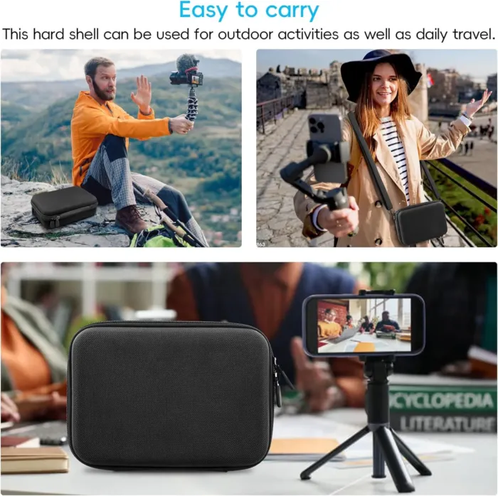 co2CREA Osmo Mobile 7P/7 Gimbal Stabilizer Hard Case - Waterproof Travel Storage Box with Custom Foam Insert & Mesh Pocket for DJI OM Mobile 7P Smartphone Gimbal, Accessories, Cables (Black Case) - Image 9