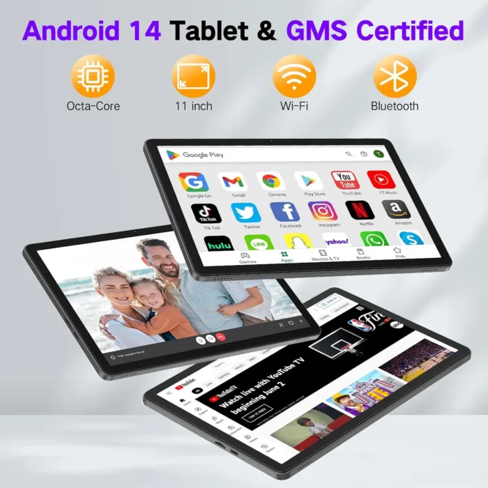 JUNYANG Android 14 Tablet 11 Inch, 256GB ROM+10GB RAM, Octa-Core, WiFi 6, 8000mAh Battery, HD IPS Touchscreen, USB OTG, Dual Camera, Widevine L1, Lightweight Tablet for Entertainment and Work - Image 3