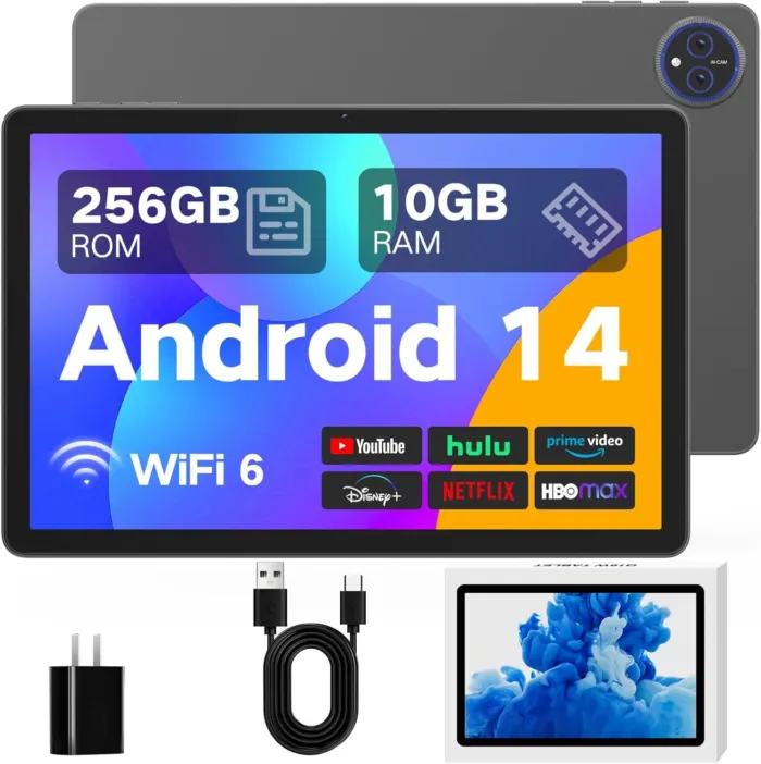 JUNYANG Android 14 Tablet 11 Inch, 256GB ROM+10GB RAM, Octa-Core, WiFi 6, 8000mAh Battery, HD IPS Touchscreen, USB OTG, Dual Camera, Widevine L1, Lightweight Tablet for Entertainment and Work - Image 10