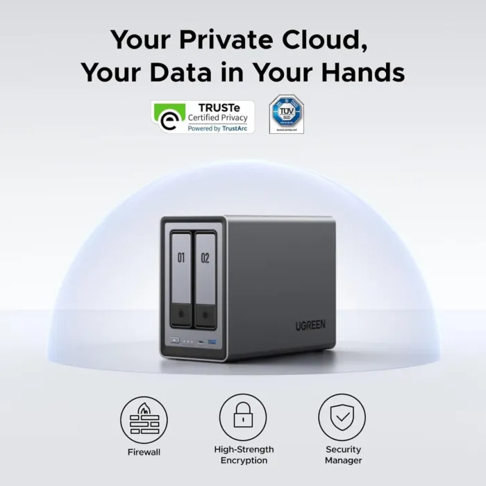 UGREEN NASync DXP2800 2-Bay Desktop NAS, Intel N100 Quad-core CPU, 8GB DDR5 RAM, 2.5GbE, 2 * M.2 NVMe Slots, 4K HDMI, Network Attached Storage (Diskless) - Image 7