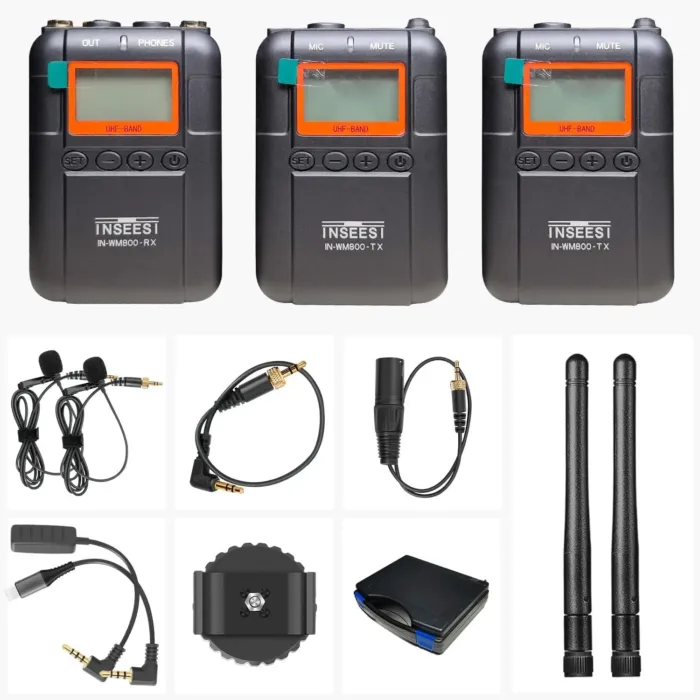 Professionai Wireless Video Recording Microphone with 1 Receiver, 2 Transmitters, and 2 Lapel Microphones Compatible Smartphones,DSLR,and Video Cameras - Image 3