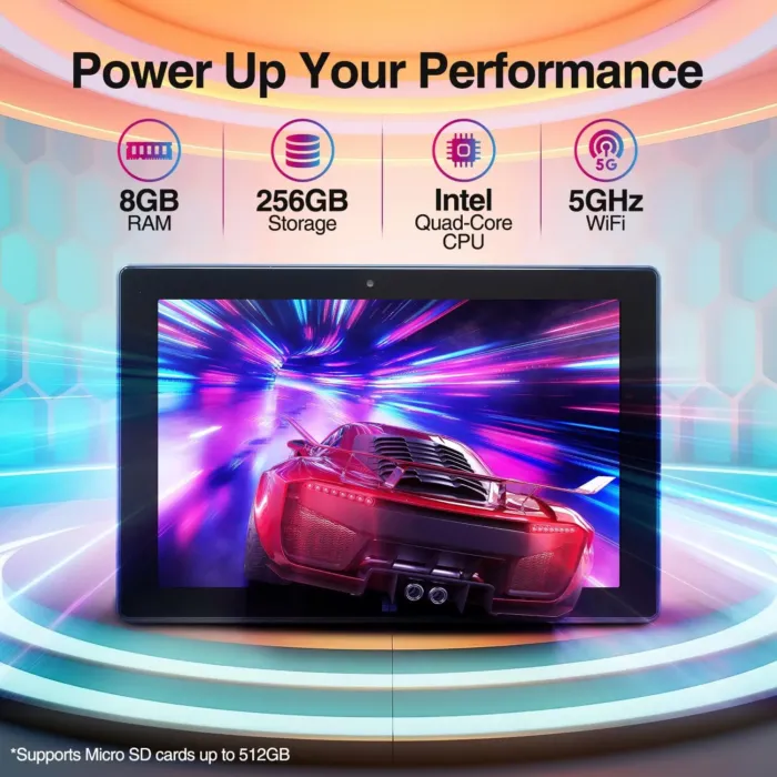 Fusion5 10.1" Windows 11 Tablet PC - FWIN232 Plus Ultra Slim Tablet Computer - 8GB RAM, Full HD 10 Inch Display, 5G WiFi, Quad-Core CPU, USB 3.0, Micro HDMI, Dual Cameras, Bluetooth - Image 3