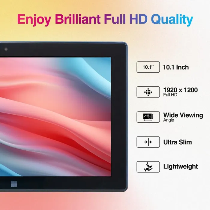 Fusion5 10.1" Windows 11 Tablet PC - FWIN232 Plus Ultra Slim Tablet Computer - 8GB RAM, Full HD 10 Inch Display, 5G WiFi, Quad-Core CPU, USB 3.0, Micro HDMI, Dual Cameras, Bluetooth - Image 4