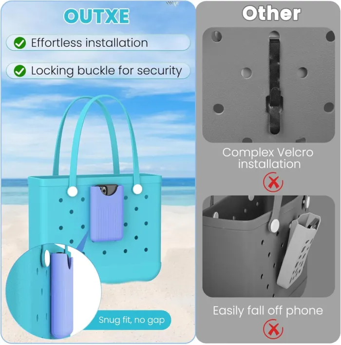OUTXE Phone Holder for Bogg Bag, Cell Phone Holder Insert Accessory with Locking Buckle Compatible with L/XL/Original/Baby Bogg & Simple Modern Bag, No More Digging for Smartphone (Carolina Blue) - Image 6