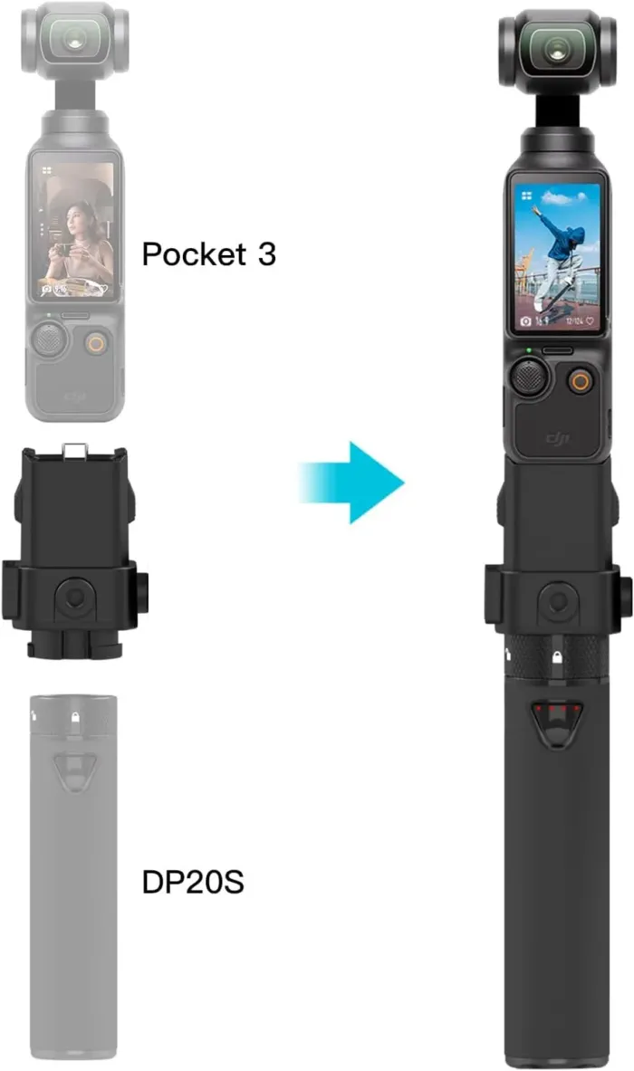 Smatree Charging Base of DP20 Power Bank and Phone Holder Expansion Set with Convertable Knob Only Compatible for DJI Osmo Pocket 3(Not fit with Pocket 2/1!) - Image 4