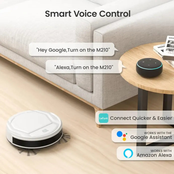Lefant Robot Vacuum Cleaner, Strong Suction, 120 Mins Runtime, Slim, Low Noise, Automatic Self-Charging, Wi-Fi/App/Alexa Control, Ideal for Pet Hair Hard Floor and Daily Cleaning, M210 - Image 8