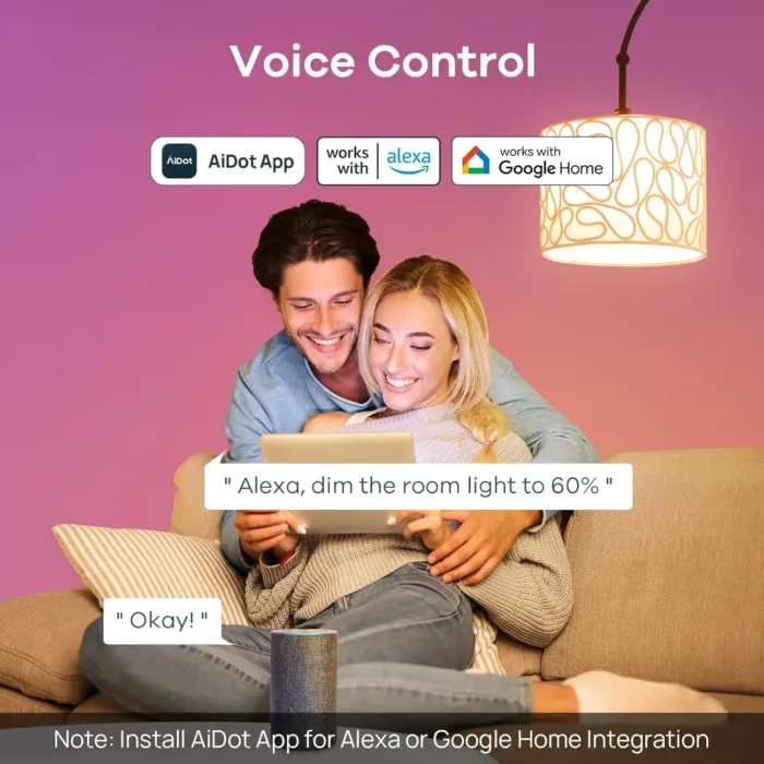 Linkind Smart Light Bulbs, Smart Bulb That Work with Alexa & Google Home, LED Light Bulbs Color Changing, 104 Preset Scene, Music Sync, A19 E26 2.4GHz RGBTW WiFi Bluetooth Light Bulb 60W, 800LM, 4Pack - Image 4