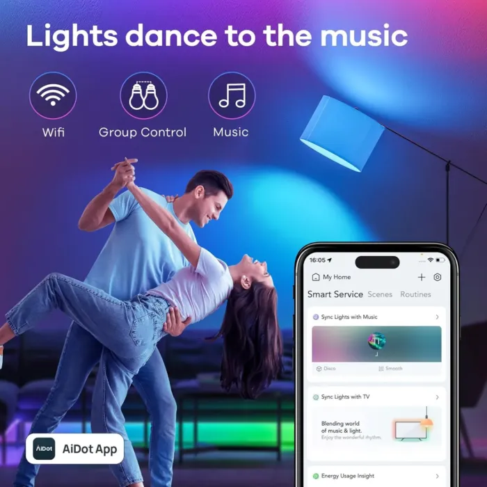 Linkind Smart Light Bulbs, Smart Bulb That Work with Alexa & Google Home, LED Light Bulbs Color Changing, 104 Preset Scene, Music Sync, A19 E26 2.4GHz RGBTW WiFi Bluetooth Light Bulb 60W, 800LM, 4Pack - Image 10