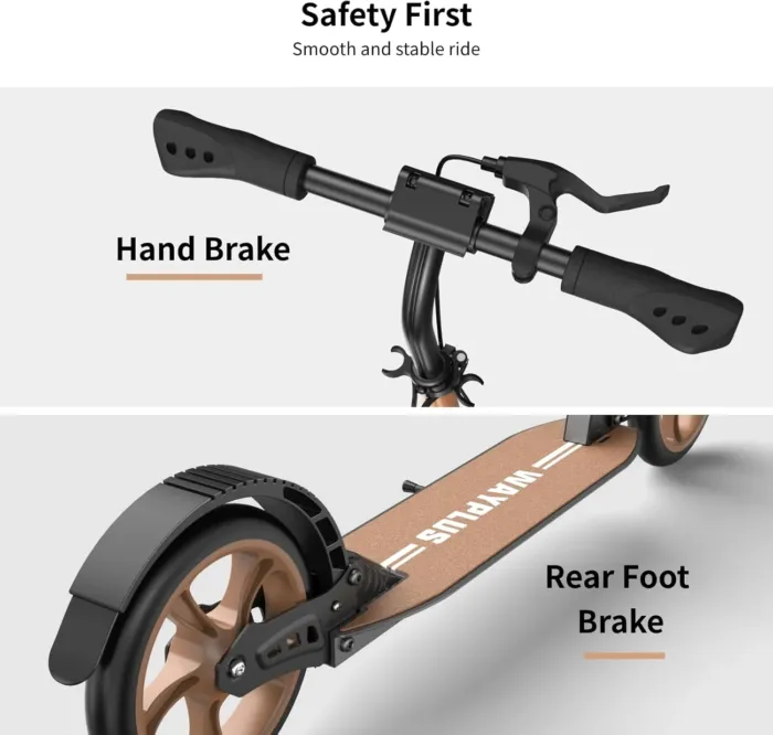 Kick Scooter for Ages 6+,Kid, Teens & Adults. Max Load 240 LBS. Foldable, Lightweight, 8IN Big Wheels for Kids, Teen and Adults, 4 Adjustable Levels. Bearing ABEC9 - Image 6