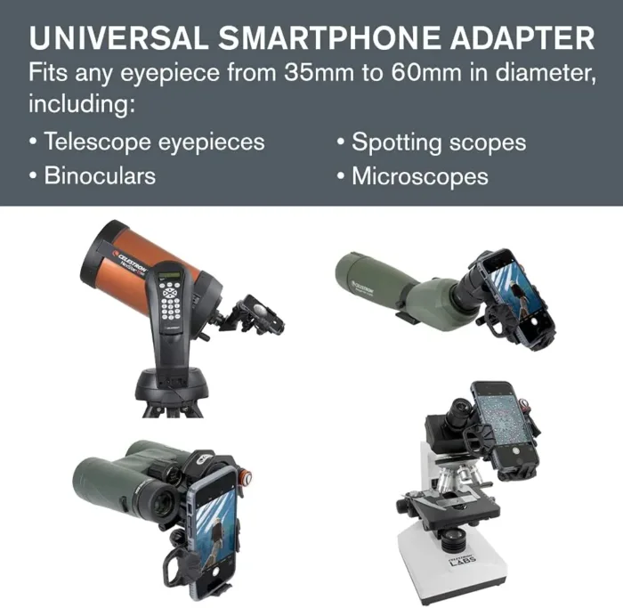 Celestron – NexYZ – 3–Axis Universal Smartphone Adapter for Telescope – Digiscoping Smartphone Adapter – Capture Images and Video Through Your Telescope or Spotting Scope - Image 3