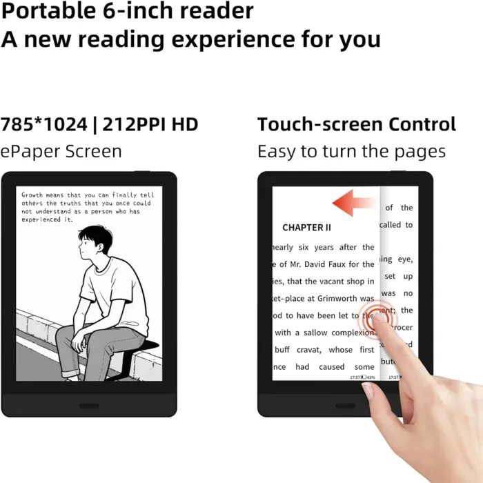Bigme ePaper Tablet eBook Reader 32GB 6 Inch Black and White Display, Brightness Adjustment,Page Turn Button - Image 4