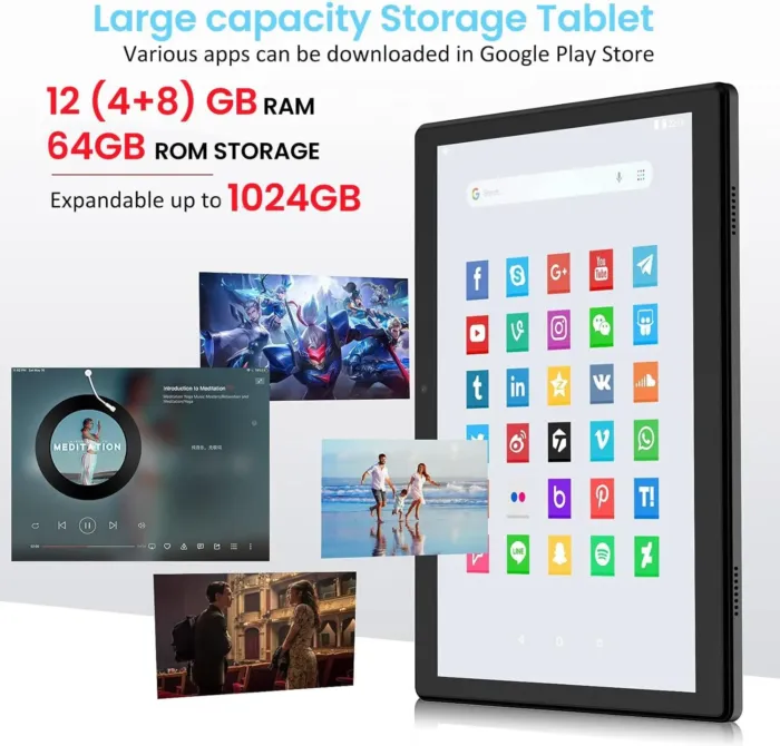 2025 Android Tablet, 10.5 Inch Android 14 Tablet Octa-Core, 12GB RAM+64GB ROM 1TB Expand, 2+8MP Camera, BT5, Tablets PC 2.4/5G WiFi 6,1080 IPS FHD Screen, Tablets Android Gifts for Men Women - Image 3