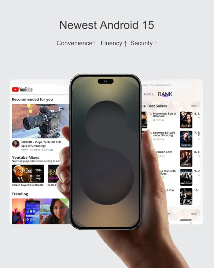I17 Pro Max Smartphone Unlocked 5G,Android 15 Cell Phone 12GB+256GB/1TB Expandable,6.8 Inch Screen 7800mAh Battery 108MP Camera Dual SIM Phone NFC/GPS/Face ID/Fingerprint Unlock - Image 3