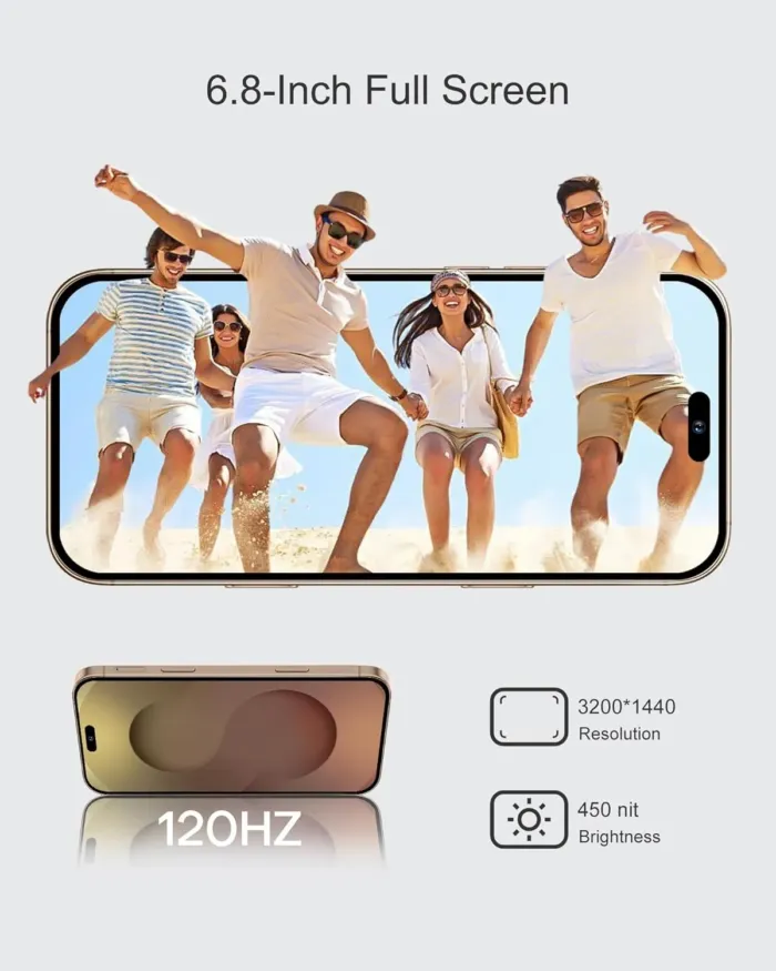 I17 Pro Max Smartphone Unlocked 5G,Android 15 Cell Phone 12GB+256GB/1TB Expandable,6.8 Inch Screen 7800mAh Battery 108MP Camera Dual SIM Phone NFC/GPS/Face ID/Fingerprint Unlock - Image 5