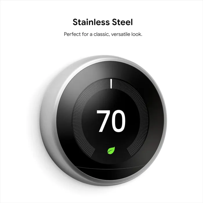 Google Nest Learning Thermostat - 3rd Gen (2015) - Programmable Smart Thermostat for Home - Works with Alexa - Stainless Steel - Image 3