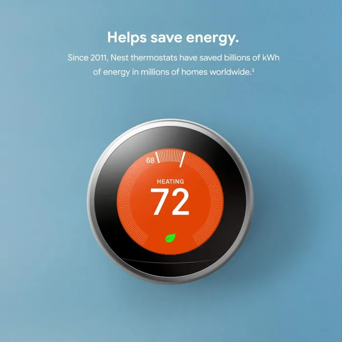 Google Nest Learning Thermostat - 3rd Gen (2015) - Programmable Smart Thermostat for Home - Works with Alexa - Stainless Steel - Image 4