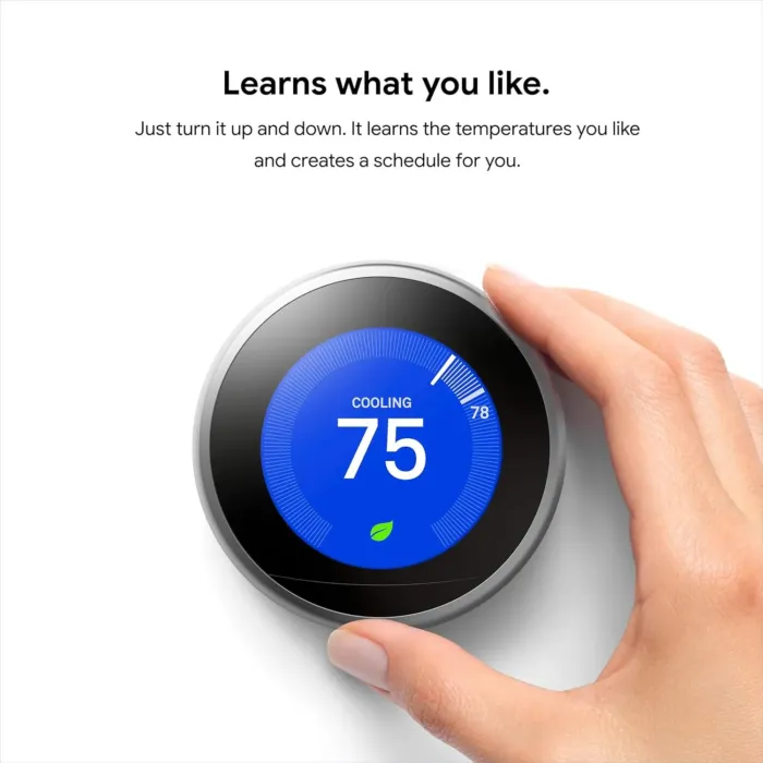 Google Nest Learning Thermostat - 3rd Gen (2015) - Programmable Smart Thermostat for Home - Works with Alexa - Stainless Steel - Image 6