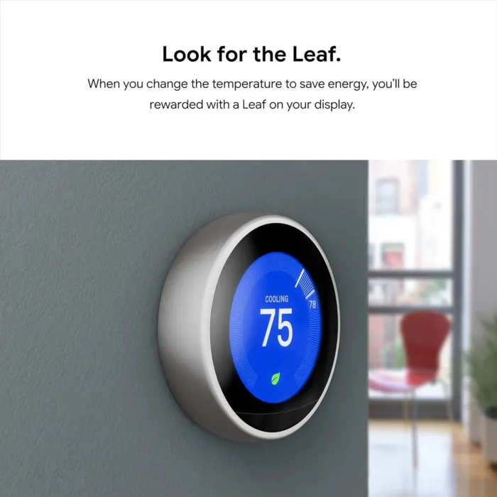 Google Nest Learning Thermostat - 3rd Gen (2015) - Programmable Smart Thermostat for Home - Works with Alexa - Stainless Steel - Image 10