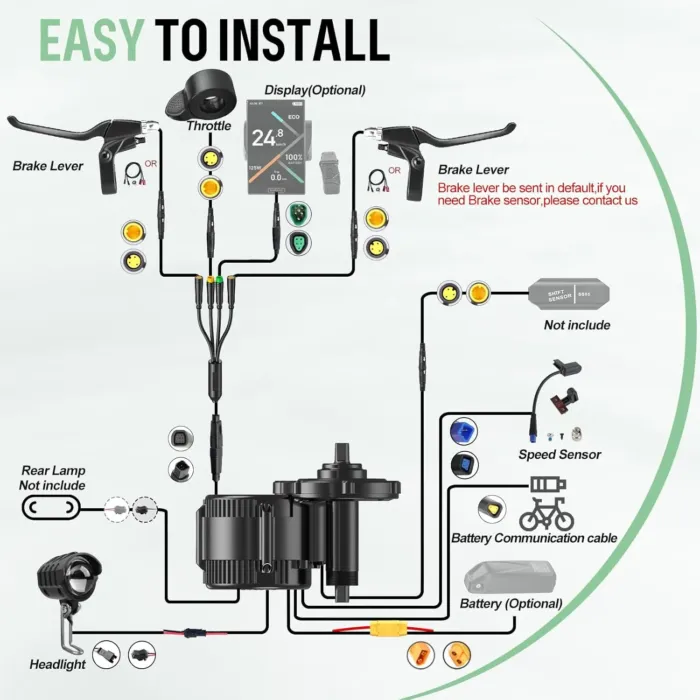 BAFANG Mid Drive Kit 750W 1000W 500W BBS02B BBS-HD Electric Bike Conversion Kit 48V 52V Ebike Conversion Kit for 68-73MM Mountain Bike Road Bike with Battery and Display(Optional) - Image 9