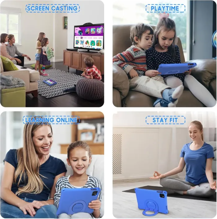 Kids Tablet, 10.1 Inch Android 15 Tablet for Kids, 12GB+64GB, Octa-Core, 6000mAh Battery, WiFi 6, Pre-Installed Kids Apps, Parental Control, with EVA Protective Case – Ideal Gift for Toddler (Blue) - Image 8