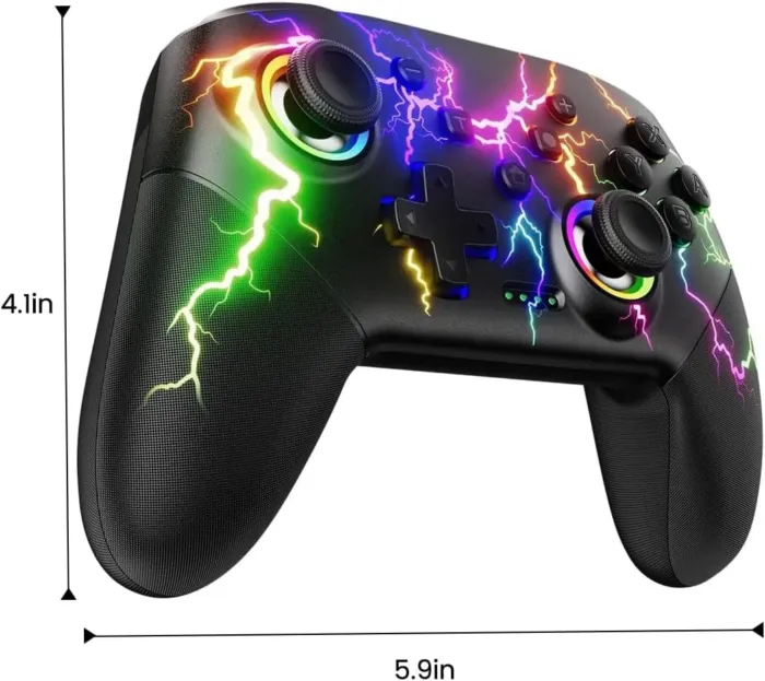 VOYEE Switch Controllers Compatible with Switch/Lite/OLED/Windows/iOS/Android, 1000mAh Programmable RGB Lightning LED, Wireless Pro Controller with One Key Pairing/Wake Up/Turbo/Vibration - Image 9