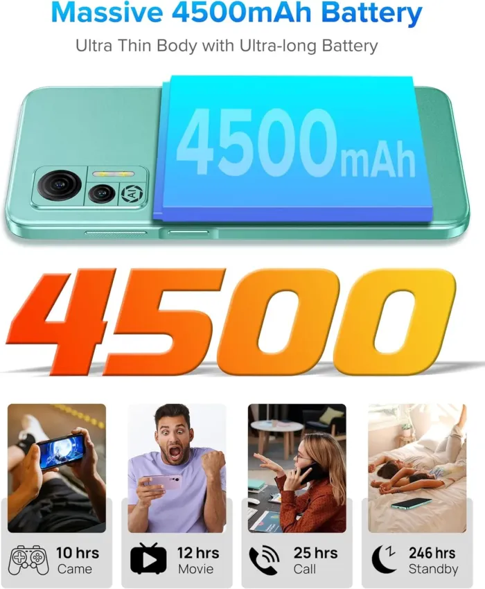 Ulefone Unlocked Smartphone, Note 14 Cell Phone Unlocked, Android 12, 6.52" IPS Full-Screen, 4500mAh, 7GB + 16GB, 3-Card Slots, 8MP Camera, Dual SIM, Face Recognition, 4G Cheap Phones - Green - Image 5