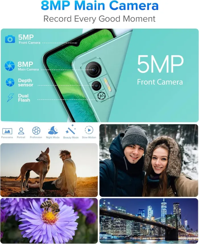 Ulefone Unlocked Smartphone, Note 14 Cell Phone Unlocked, Android 12, 6.52" IPS Full-Screen, 4500mAh, 7GB + 16GB, 3-Card Slots, 8MP Camera, Dual SIM, Face Recognition, 4G Cheap Phones - Green - Image 7