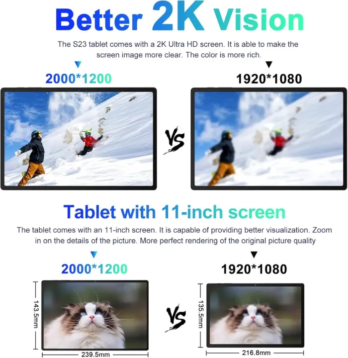 2025 Tablet 11 Inch Screen 2K Tablet Octa-Core 2.0 GHz,16GB RAM+256GB ROM+TF 1TB /2000 * 1200 Pixel/8MP+20MP+2MP Macro/10000 mAh/5G WiFi Metal Cover with Mouse Keyboard Brown - Image 4