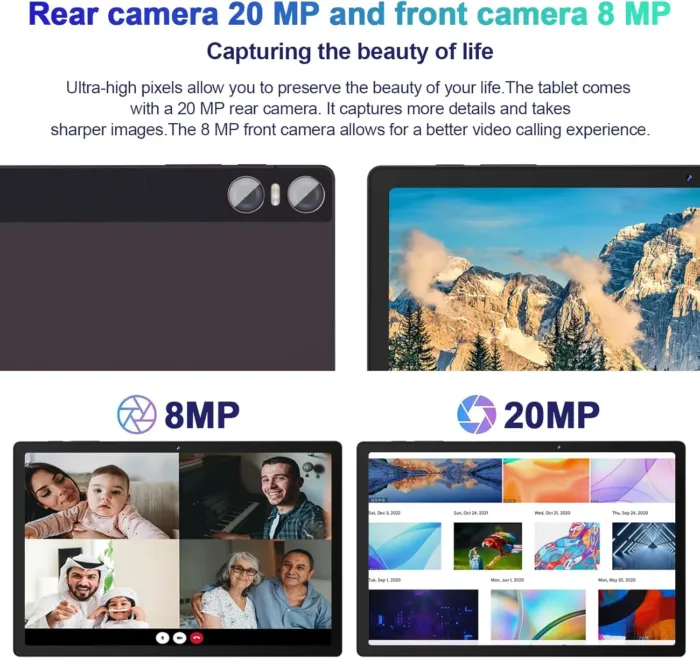 2025 Tablet 11 Inch Screen 2K Tablet Octa-Core 2.0 GHz,16GB RAM+256GB ROM+TF 1TB /2000 * 1200 Pixel/8MP+20MP+2MP Macro/10000 mAh/5G WiFi Metal Cover with Mouse Keyboard Brown - Image 7