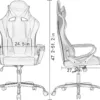 BestOffice High-Back Gaming Chair PC Office Chair Computer Racing Chair PU Desk Task Chair Ergonomic Executive Swivel Rolling Chair with Lumbar Support for Back Pain Women, Men,White