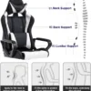 BestOffice High-Back Gaming Chair PC Office Chair Computer Racing Chair PU Desk Task Chair Ergonomic Executive Swivel Rolling Chair with Lumbar Support for Back Pain Women, Men,White