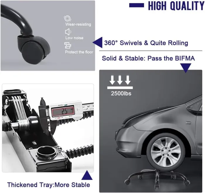 BestOffice High-Back Gaming Chair PC Office Chair Computer Racing Chair PU Desk Task Chair Ergonomic Executive Swivel Rolling Chair with Lumbar Support for Back Pain Women, Men,White - Image 8
