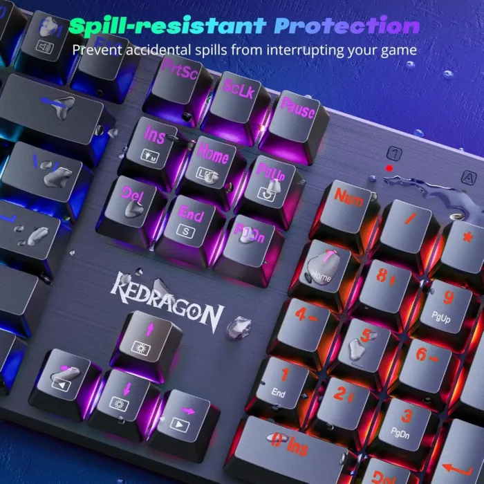 Redragon Mechanical Gaming Keyboard Wired, 11 Programmable Backlit Modes, Hot-Swappable Red Switch, Anti-Ghosting, Double-Shot PBT Keycaps, Light Up Keyboard for PC Mac - Image 9