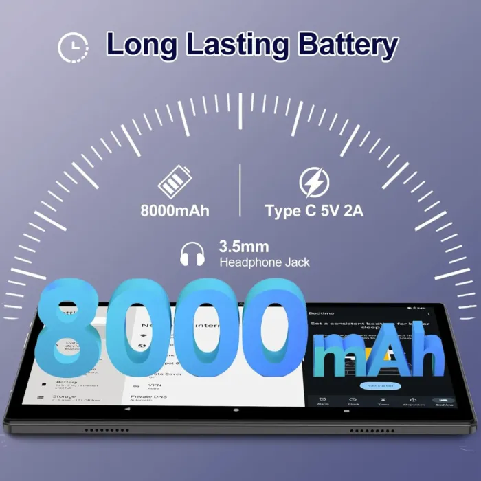 2025 Android 14 Tablet 22GB RAM 128GB ROM 1TB Expand, 10.1 inch 8000mAh Octa-Core Tablet with Keyboard & Mouse, HD IPS Display, 5G Wi-Fi, Bluetooth 5.0, GPS, Widevine L1, Split Screen -Metal Black - Image 7