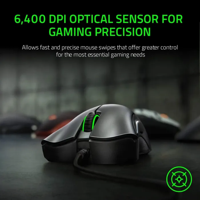 Razer DeathAdder Essential Gaming Mouse: 6400 DPI Optical Sensor - 5 Programmable Buttons - Mechanical Switches - Rubber Side Grips - Classic Black - Image 3