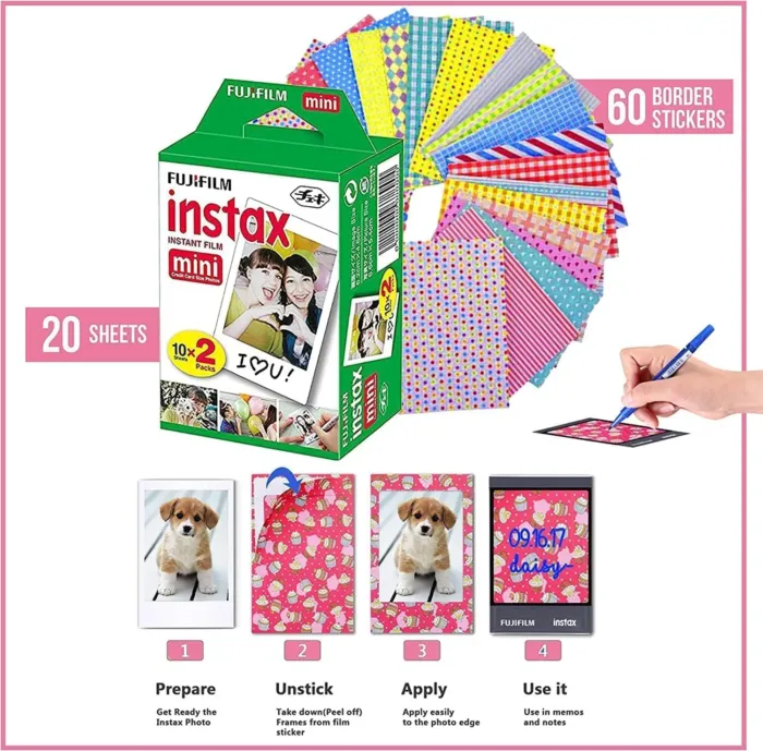 Fujifilm Instax Mini Link 3 Smartphone Printer Sage Green + Fuji Film Value Pack (20 Sheets)+ Shutter Accessories Bundle, Incl. Protective Case, 20 Sticker Frames, USB Type C Cable - Image 4