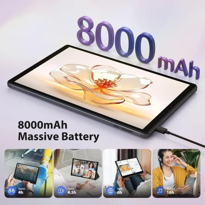 2025 Android 13 Tablets,10.1-inch Tablet with 128GB ROM,19GB RAM,1TB Expand, 2.0GHz CPU, 1920*1200 Incell screen, 8000mAh, 8+13MP WiFi BT5.0 GPS Android Tablet with Keyboard and Mouse - Black - Image 6