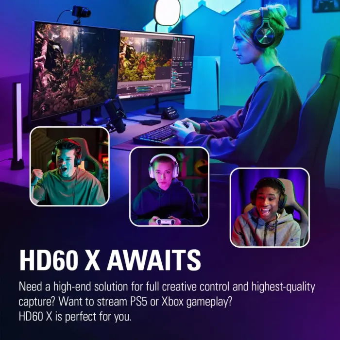 Elgato HD60 X - Stream and Record in 1080p60 HDR10 or 4K30 with Ultra-low Latency on PS5/Pro, PS4/Pro, Xbox Series X/S, Xbox One X/S, in OBS and More, Works with PC and Mac - Image 4