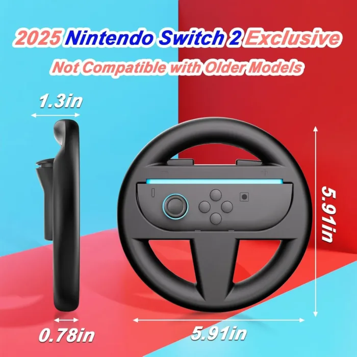 2025 Steering Wheels for Nintendo Switch 2, Racing Wheel for Mario Kart World & 8 Deluxe, Joycon 2 Accessories