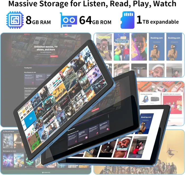 AWOW 10 inch Android 14 Tablet: 2025 8-Core CPU 8GB RAM 64GB ROM 1TB Expandable Widevine L1 Android Tablet 7000mAh Battery OTG IPS Face Recognition, Metal Body + Stand Case - Image 4