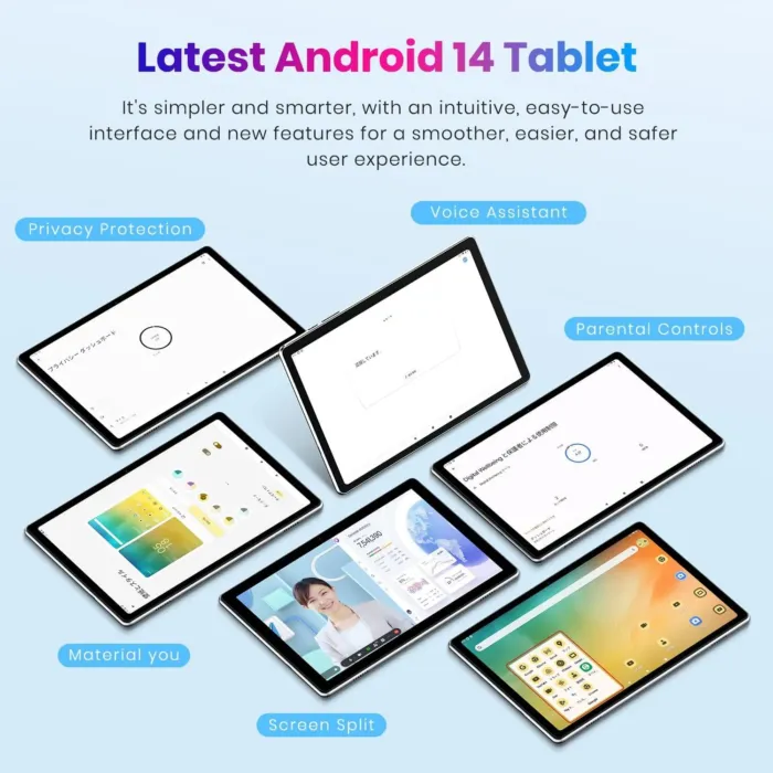 2025 Android Tablet 10 inch, Android 14 Tablets, Octa-Core, 10GB RAM + 64GB ROM (1TB Expand), 6000mAh Battery, 2.4G+5G Wi-Fi 6, 2MP+8MP Cameras, Bluetooth, 1280x800 FHD IPS (Gray) - Image 5