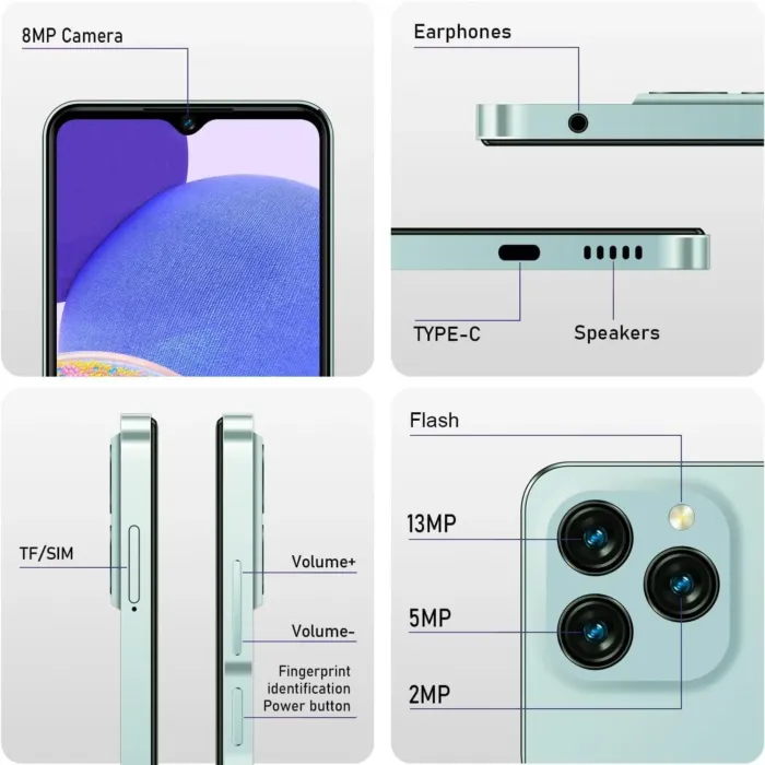 KXD 2024 A07 Unlocked Smartphone Under $100, 6.52" HD+ Display, 4500mAh Long Battery, 8GB+128GB, Dual SIM, Face ID, Android 12 – Budget Phone for Seniors & Teens - Image 5