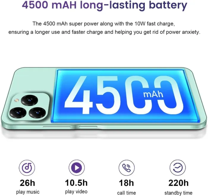 KXD 2024 A07 Unlocked Smartphone Under $100, 6.52" HD+ Display, 4500mAh Long Battery, 8GB+128GB, Dual SIM, Face ID, Android 12 – Budget Phone for Seniors & Teens - Image 6